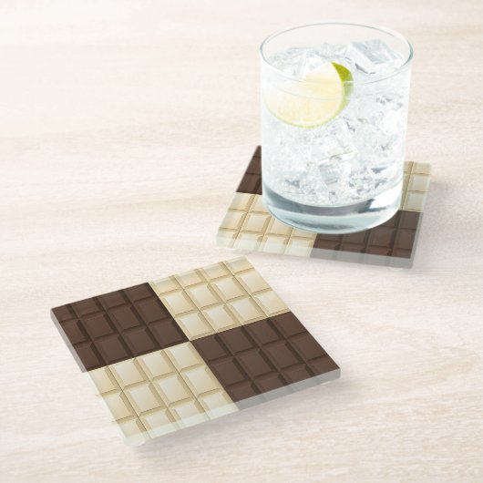Braune und weiße Schokolade Glasuntersetzer (Schrägansicht)