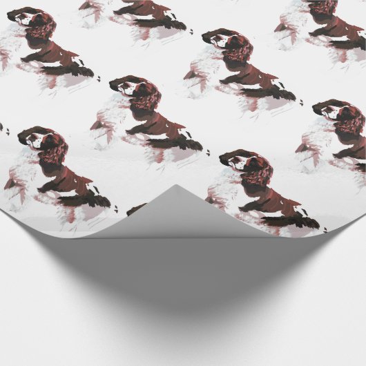 Braune und weiße Springer Spaniel Geschenkpapier (Ecke)