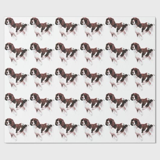 Braune und weiße Springer Spaniel Geschenkpapier (Flach)