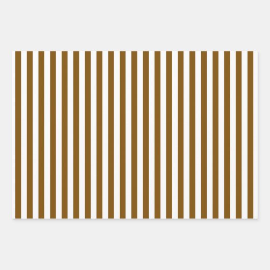 Braune und weiße Streifen Geschenkpapier Set (Vorderseite 2)