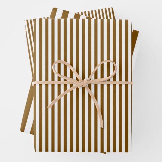 Braune und weiße Streifen Geschenkpapier Set (Beispiel)