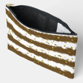 Braune und weiße Streifen mit goldenen Punkten Zubehörtasche (Offen)