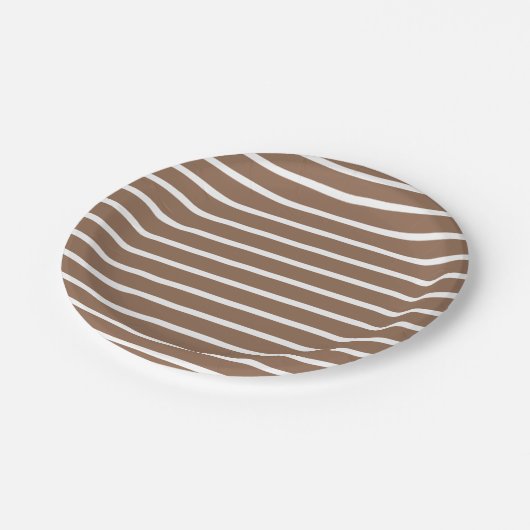 Braune und weiße Streifen Pappteller (Schrägansicht)