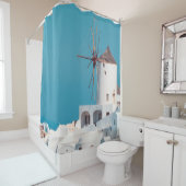 Braune und weiße Windmühle Duschvorhang (Beispiel)