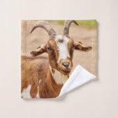 Braune und weiße Ziege Badhandtuch Set (Waschlappen)