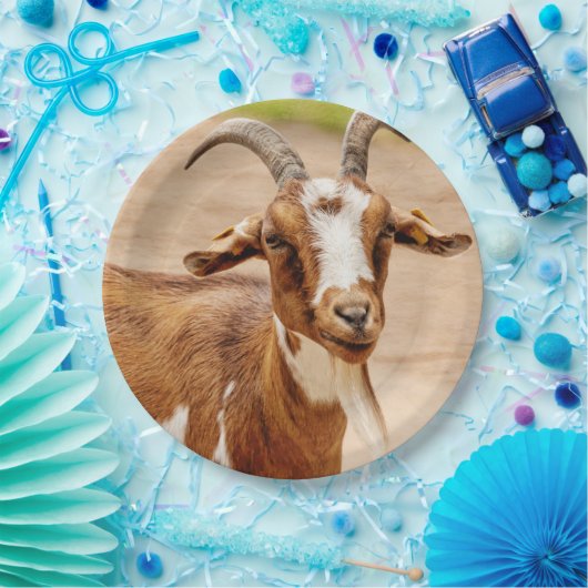 Braune und weiße Ziege Pappteller (Party)