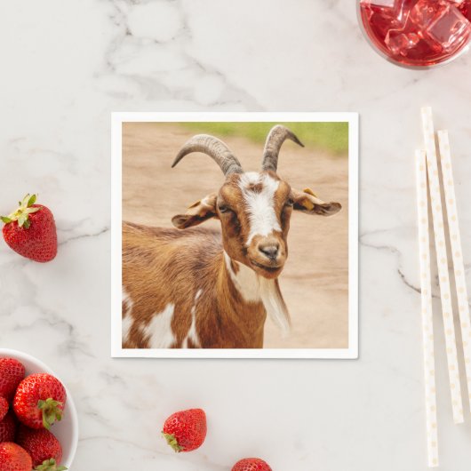 Braune und weiße Ziege Serviette (Beispiel)