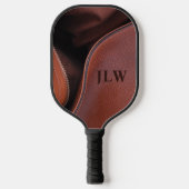 Braune, ungezippte Imitate Leder Personalisiert Pickleball Schläger (Vorderseite)