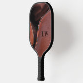 Braune, ungezippte Imitate Leder Personalisiert Pickleball Schläger (Links)