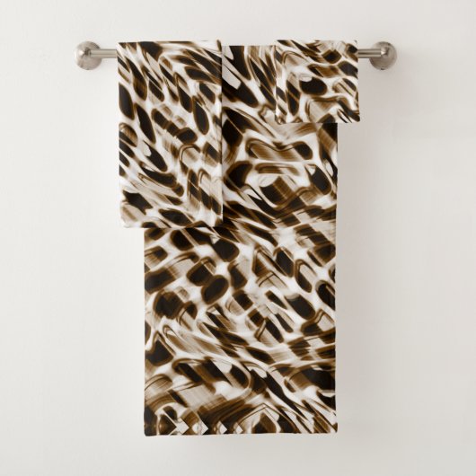 Braune Verdrehungen in Bewegung, dunkel und weiß Badhandtuch Set (Insitu)