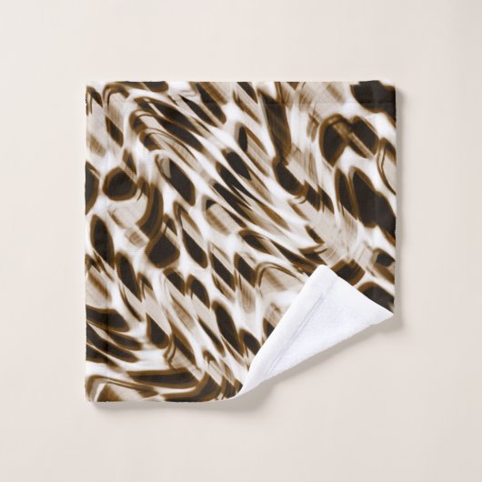 Braune Verdrehungen in Bewegung, dunkel und weiß Badhandtuch Set (Waschlappen)