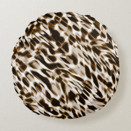 Braune Verdrehungen in Bewegung, dunkel und weiß Rundes Kissen