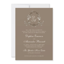 Braune Vintage-Blumen-Hochzeit mit Monogramm