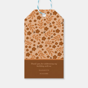 Braune Vintage-Blumenmuster-Geschenkkarte Geschenkanhänger