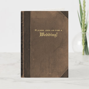 Braune Vintage-Buch-Hochzeitseinladung zum Falten Einladung