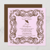 Braune Vintage Frame Bridal Dusche Einladungen (Vorne/Hinten)