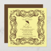 Braune Vintage Frame Bridal Dusche Einladungen (Vorne/Hinten)