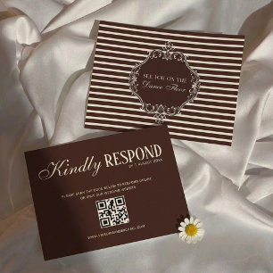 Braune Vintage-Hochzeit im Stil des alten Geldes i RSVP Karte