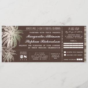 braune Vintage Hochzeit in Urlaubsort Einladung
