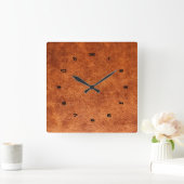 Braune Vintage Imitate Ledertextur Quadratische Wanduhr (Zuhause)