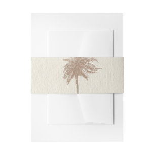 Braune Vintage-Palmbaum-Strandhochzeit Einladungsbanderole