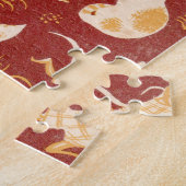 Braune Vintage Tierarten Puzzle (Seite)