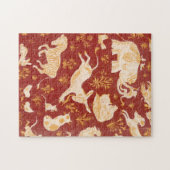Braune Vintage Tierarten Puzzle (Horizontal)