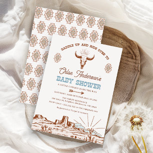 Braune Vintage Western Rodeo Baby Shower im Tribal Einladung