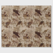 Braune Vögel und Branchen Geschenkpapier (Flach)