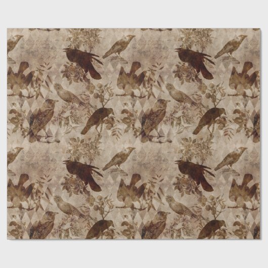 Braune Vögel und Branchen Geschenkpapier (Flach)