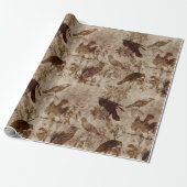 Braune Vögel und Branchen Geschenkpapier (Ungerollt)