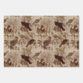 Braune Vögel und Branchen Geschenkpapier Set (Vorderseite)