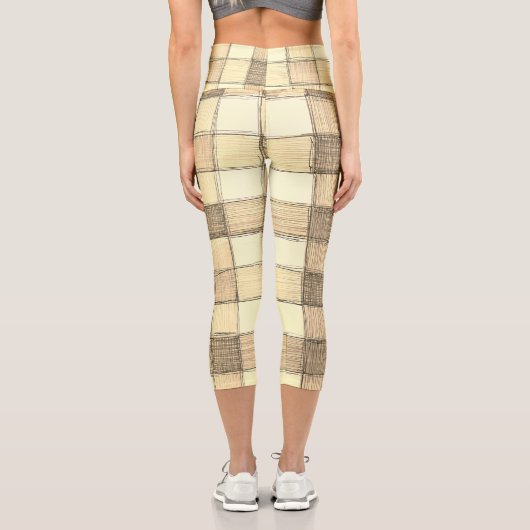 Bräune von Frauen und Khaki Gingham Capri Leggings (Rückseite)