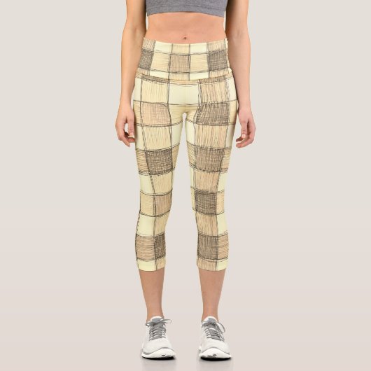 Bräune von Frauen und Khaki Gingham Capri Leggings (Vorderseite)