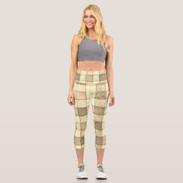 Bräune von Frauen und Khaki Gingham Capri Leggings