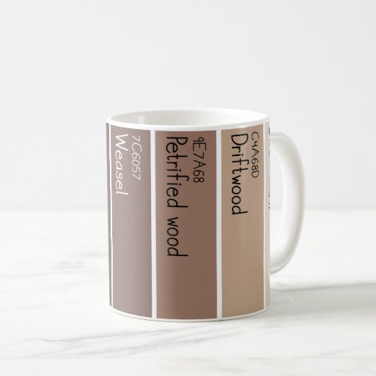 Braune Wald-Farbpalette-Farbchips  Kaffeetasse (VorderseiteRechts)