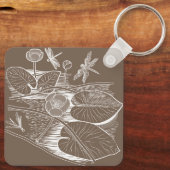 Braune Wasserliliengrafik Schlüsselanhänger (Rückseite)