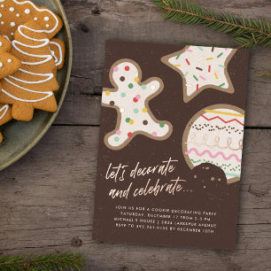 Braune Weihnachtsplätzchen-Verzierungsparty-Einlad Folieneinladung