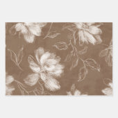 Braune Weiße Abstrakte Blumen Geburtstag Geschenkpapier Set (Vorderseite)