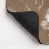 Braune Weiße Abstrakte Blumen Mousepad (Ecke)