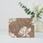 Braune Weiße Abstrakte Blumen Postkarte (Stehend Vorderseite)