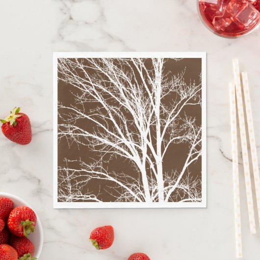 Braune, weiße Baumzweige Serviette (Beispiel)