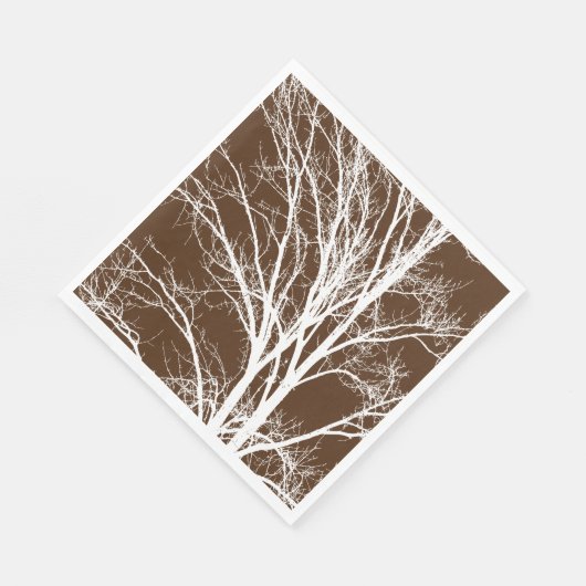 Braune, weiße Baumzweige Serviette (Ecke)