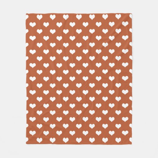 Braune weiße Liebe Herzdesign Fleecedecke (Vorderseite)
