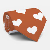 Braune weiße Liebe Herzdesign Krawatte (Gerollt)