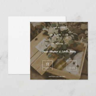 Braune Weiße Minimalistische Rustikale Hochzeits E Save The Date