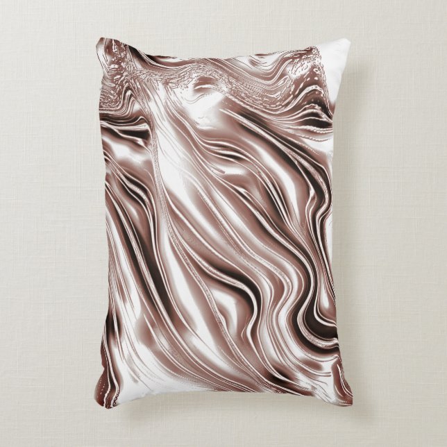 Braune, weiße Spuren auf weißem Hintergrund Dekokissen (Vorderseite(Vertikal))