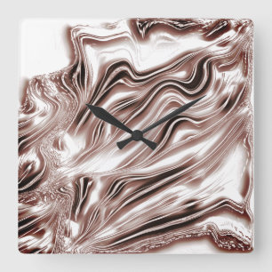 Braune, weiße Spuren auf weißem Hintergrund Quadratische Wanduhr