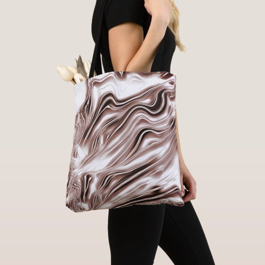 Braune, weiße Spuren auf weißem Hintergrund Tasche (Von Nahem)