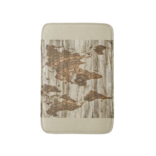 Braune Weltkarte Badematte (Vorderseite Vertikal)